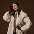 Alessa (berry) - Classic Italian lambskin leather driving gloves 9