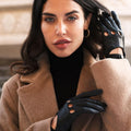 Alessa (black) - Classic Italian lambskin leather driving gloves 5