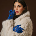Alessa (blue) - Classic Italian lambskin leather driving gloves 4