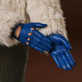 Alessa (blue) - Classic Italian lambskin leather driving gloves 5