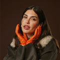 Alessa (orange) - Classic Italian lambskin leather driving gloves 7