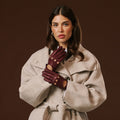 Alessa (oxblood) - Classic Italian lambskin leather driving gloves 3