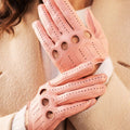 Alessa (pink) - Classic Italian lambskin leather driving gloves 5
