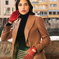 Alessa (red) - Classic Italian lambskin leather driving gloves 9