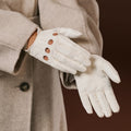Alessa (white) - Classic Italian lambskin leather driving gloves 5