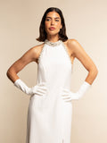 Angelina (white) - Italian silk lined 6-button length leather bridal / opera gloves 1