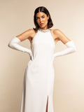 Angelina (white) - Italian silk lined 16-button length leather bridal / opera gloves 1