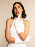 Angelina (white) - Italian silk lined 6-button length leather bridal / opera gloves 5