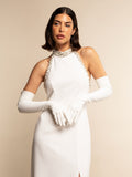 Angelina (white) - Italian silk lined 16-button length leather bridal / opera gloves 6