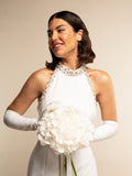 Angelina (white) - Italian silk lined 12-button length leather bridal / opera gloves 7