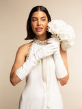 Angelina (white) - Italian silk lined 8-button length leather bridal / opera gloves 8