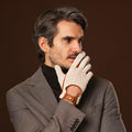 Arturo (cognac) - Hand-sewn Italian crochet driving gloves from lambskin leather 2