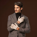 Arturo (cognac) - Hand-sewn Italian crochet driving gloves from lambskin leather 9