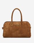 Chiara (cognac) - Italian calf suede women's handbag (with shoulder strap) 1