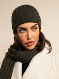 Milano (dark green) - Italian 100% cashmere ribbed beanie (unisex) 8