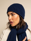 Milano (navy blue) - Italian 100% cashmere ribbed beanie (unisex) 9