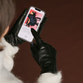 Bella (black) - Italian lambskin leather gloves with lambswool lining & touchscreen feature 2