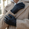 Benjamin (black) – Thick goatskin leather gloves with warm lambswool lining & touchscreen feature 4