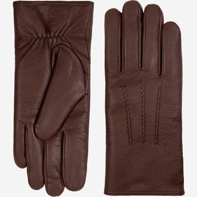 Benjamin (brown) – Thick goatskin leather gloves with warm lambswool lining & touchscreen feature, by Leather Gloves Online