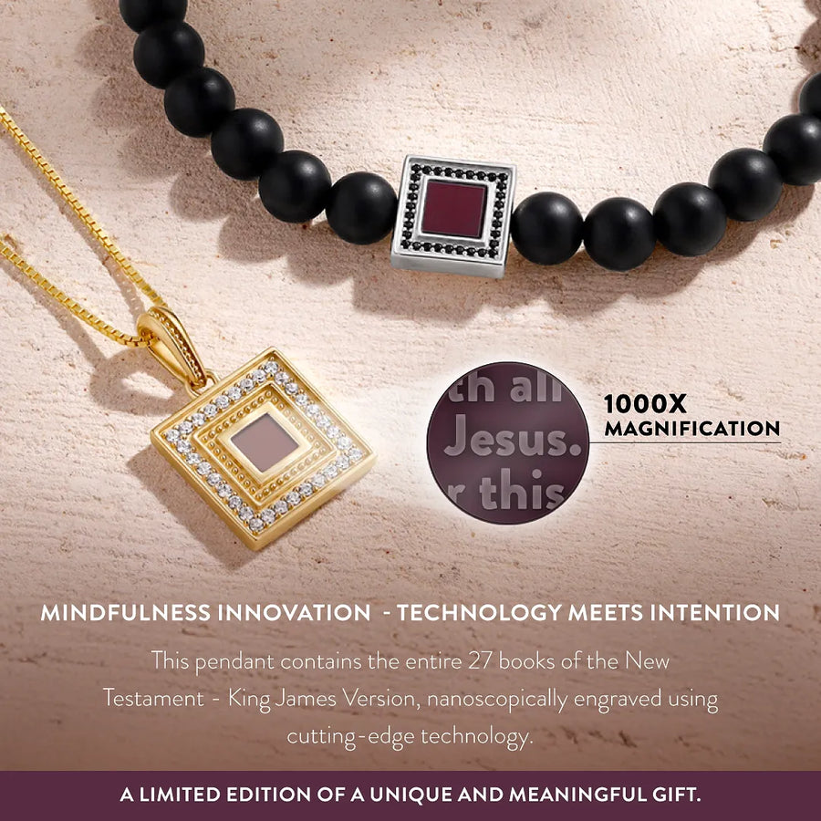 Radiant Harmony Mother of Pearl Cross Bible Nano Chip Necklace