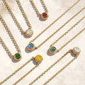 Tidal Serenity Aquamarine March Birthstone Evil Eye Gold Necklace 4