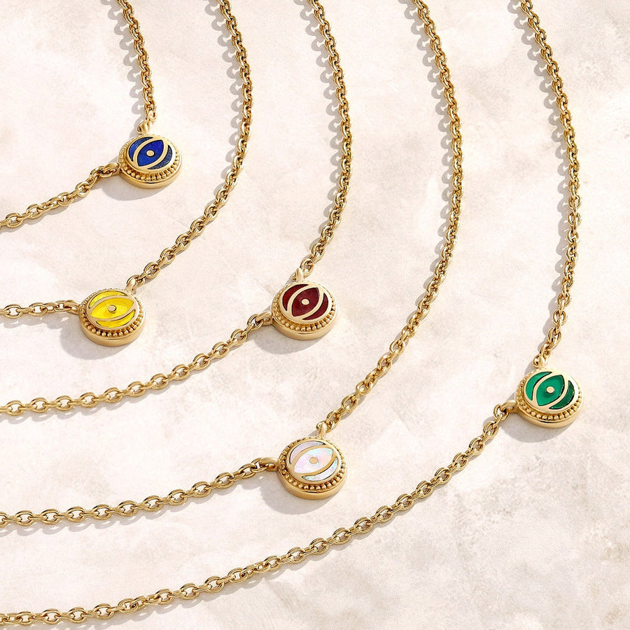 Radiant Shield - Garnet January Birthstone Evil Eye Necklace