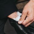 Marco (black) - Italian lambskin leather gloves with white rabbit fur lining 8
