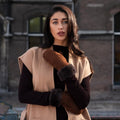 Brooke (brown) – Suede mittens with luxurious sheep fur lining 2