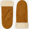 Brooke (camel) – Suede mittens with luxurious sheep fur lining 1