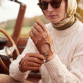 CD4378 (camel) - Women's sporty Italian leather driving gloves 4
