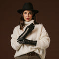 Camilla (black) - Italian long leather winter gloves with luxurious cashmere lining 5