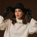 Camilla (black) - Italian long leather winter gloves with luxurious cashmere lining 7