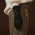 Camilla (black) - Italian long leather winter gloves with luxurious cashmere lining 8