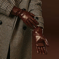 Camilla (brown) - Italian long leather winter gloves with luxurious cashmere lining 5