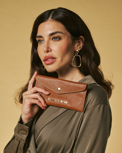 Carmina (cognac) - Italian calf leather women’s wallet, by Leather Gloves Online