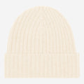 Milano (cream) - Italian 100% cashmere ribbed beanie (unisex) 2