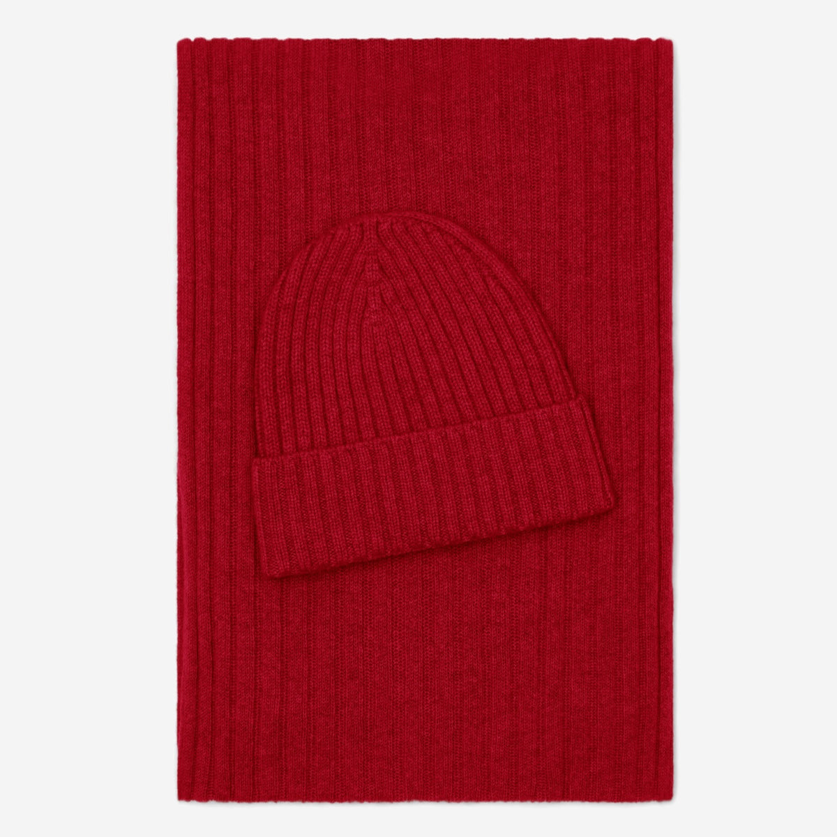 Milano (red) - Italian 100% cashmere ribbed beanie (unisex)