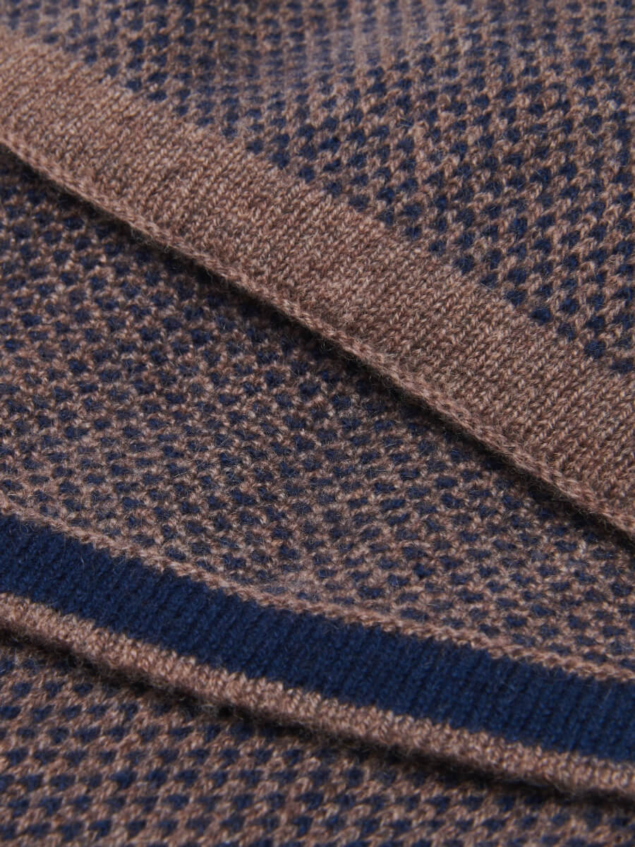 Riccardo (brown & blue) - Italian cashmere scarf with pattern