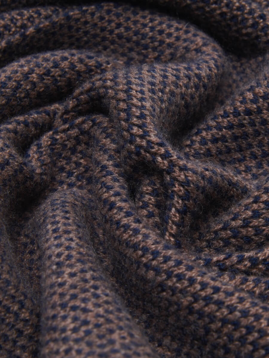 Riccardo (brown & blue) - Italian cashmere scarf with pattern