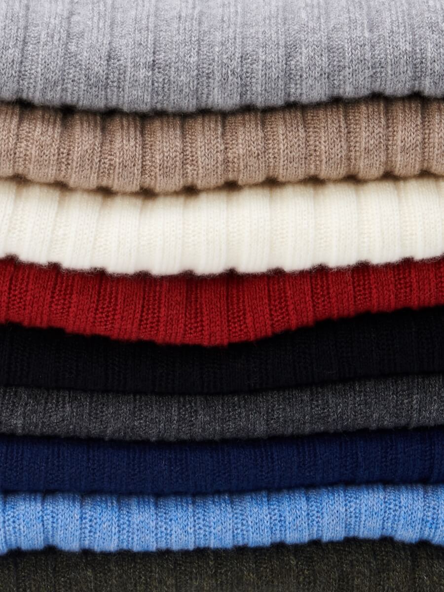 Napoli (light grey) - Italian 100% cashmere ribbed scarf (unisex)
