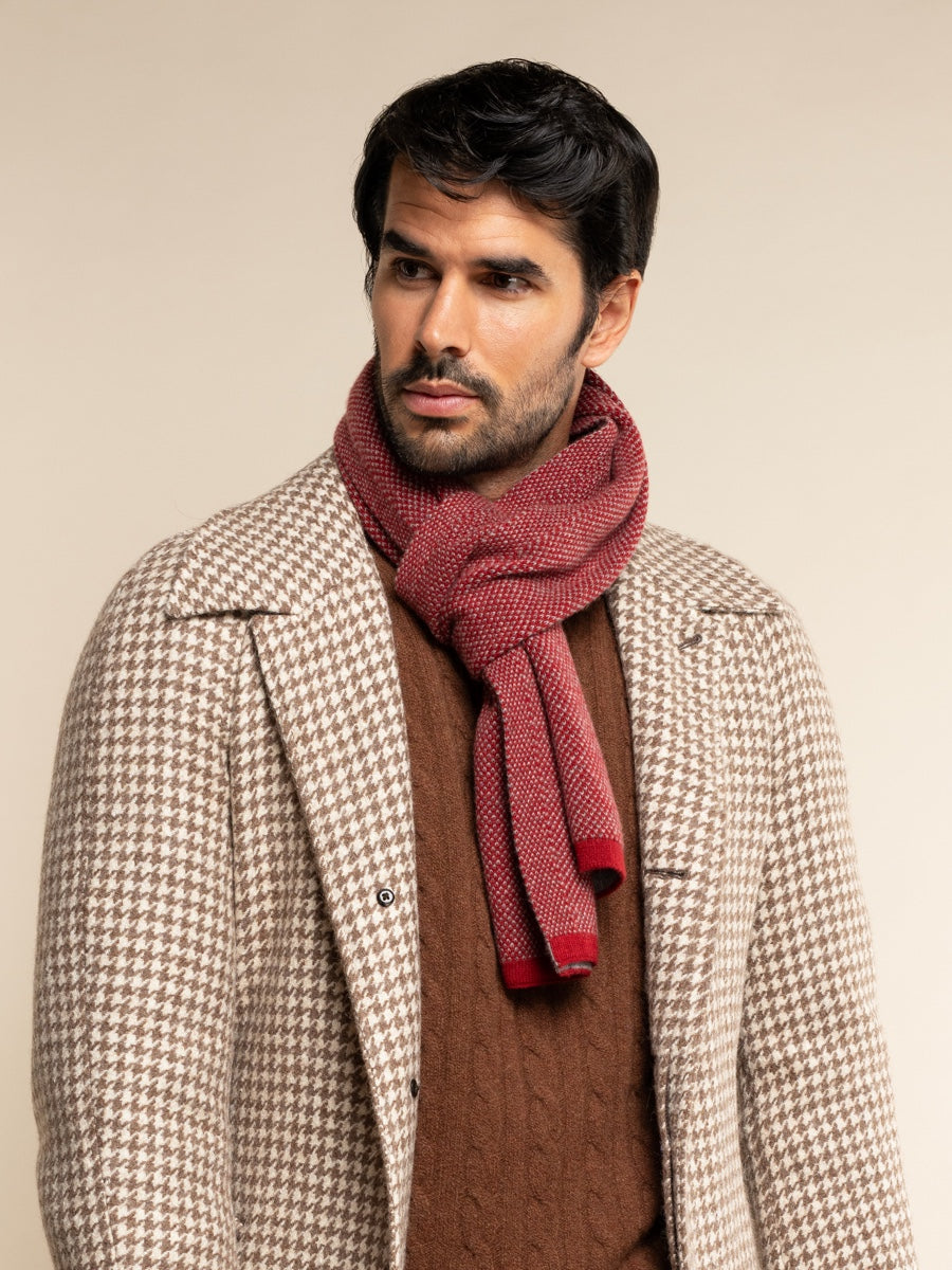 Riccardo (red & grey) - Italian 100% cashmere scarf with pattern