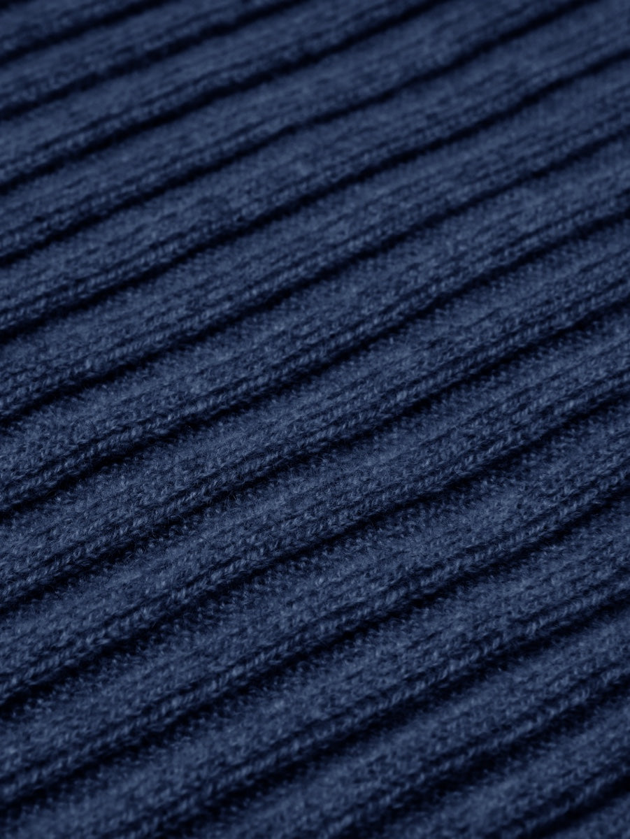 Napoli (navy blue) - Italian 100% cashmere ribbed scarf (unisex)
