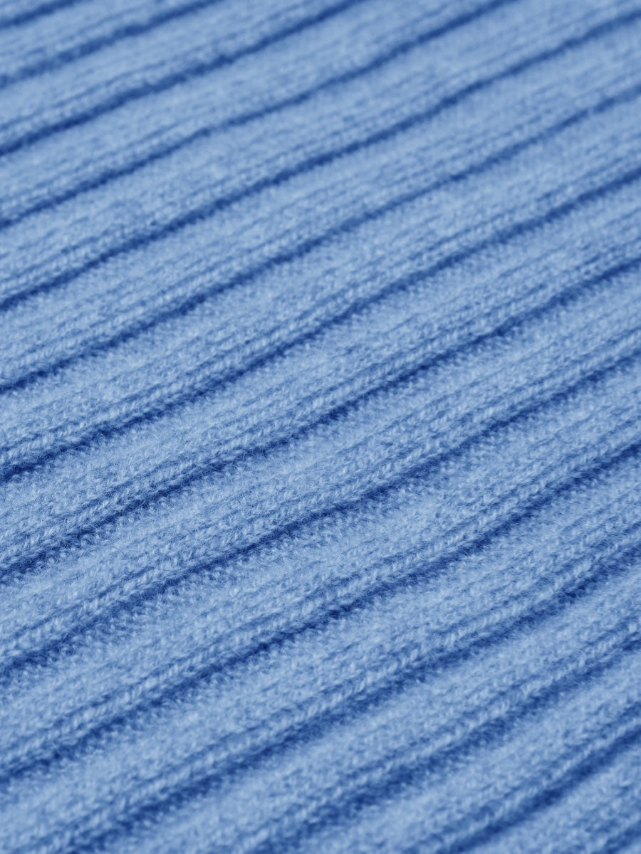 Napoli (light blue) - Italian 100% cashmere ribbed scarf (unisex)