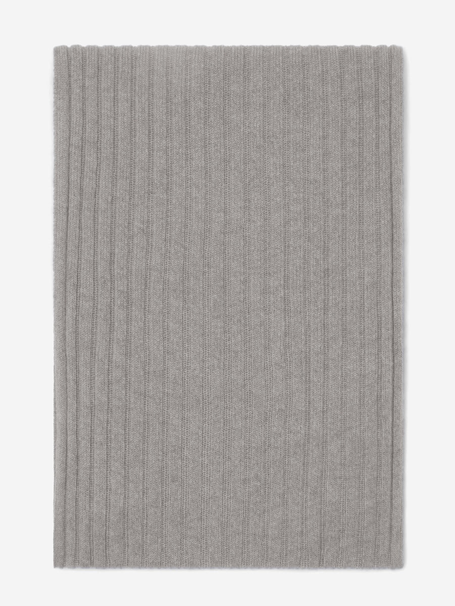 Napoli (light grey) - Italian 100% cashmere ribbed scarf (unisex)