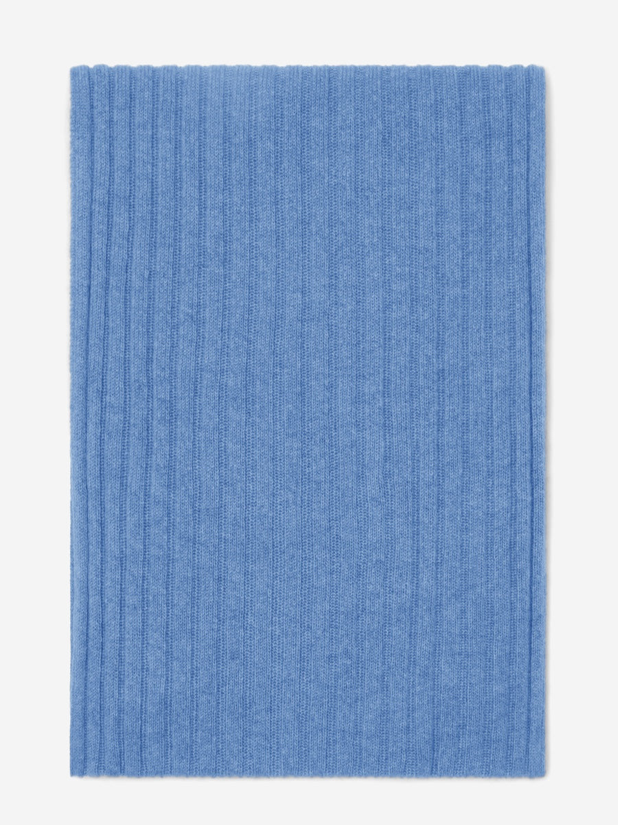 Napoli (light blue) - Italian 100% cashmere ribbed scarf (unisex)