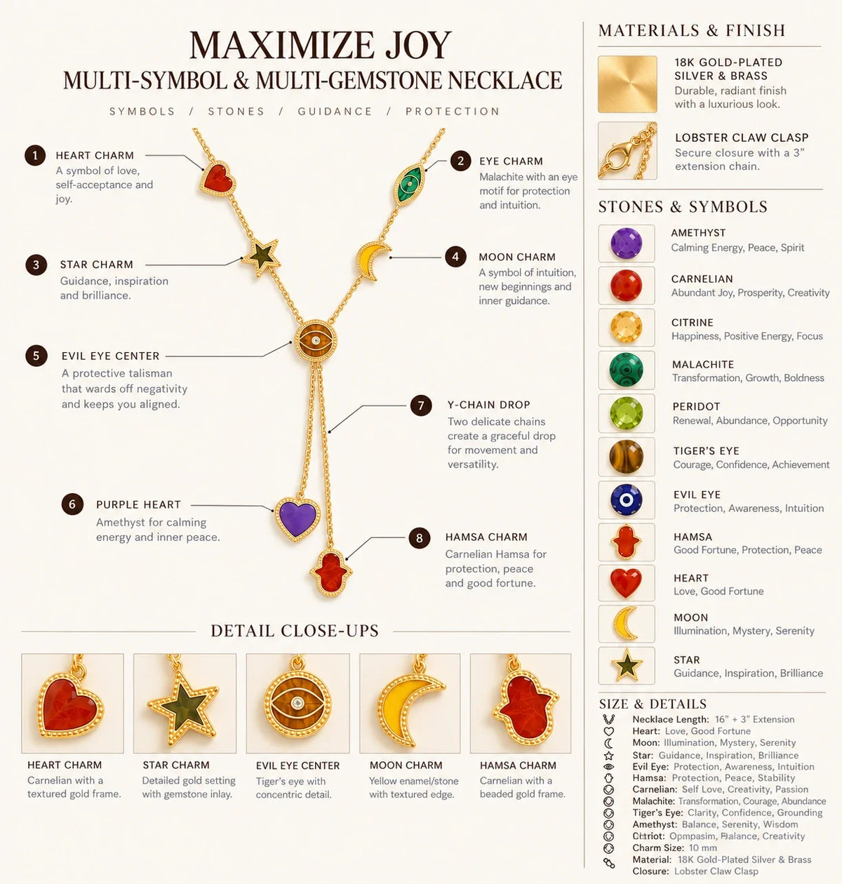 Maximize Joy Multi-Symbol & Multi-Gemstone Necklace