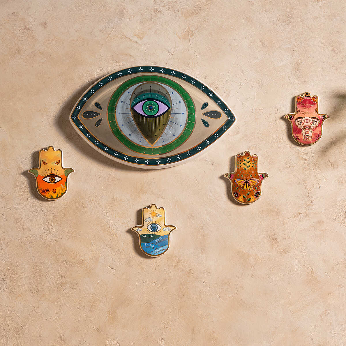 Protective Abundance Evil Eye Ceramic Wall Blessing
