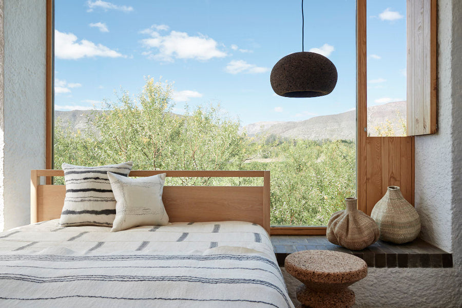 Linear Organic Wool and Silk Throw Pillow