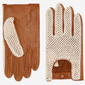 Arturo (cognac) - Hand-sewn Italian crochet driving gloves from lambskin leather 1
