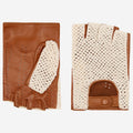 Dario (cognac) - Hand-sewn Italian crochet driving gloves from lambskin leather 1